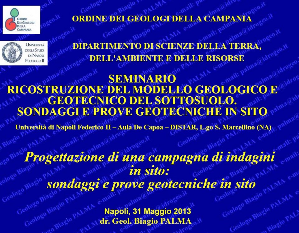 Seminario Ordine dei Geologi della Campania Seminario Ordine dei Geologi della Campania