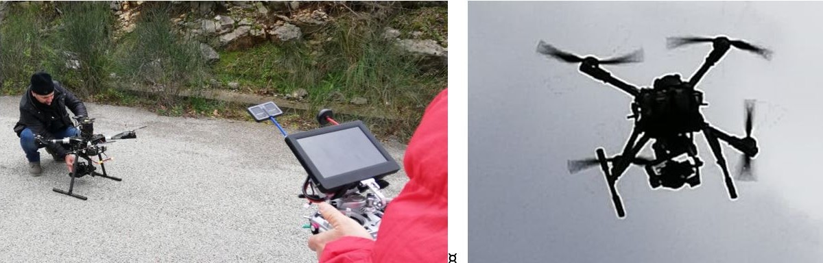 Fase d rilievo fotogrammetrico con drone Italdron 4HSE